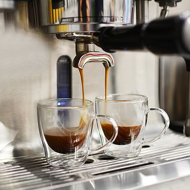 GROSCHE Milano Stone Stovetop Espresso Coffee Maker and TURIN Glass Espresso Cup Set