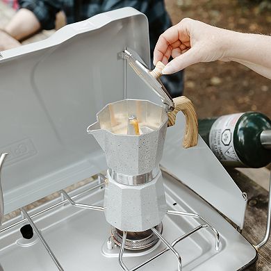 GROSCHE Milano Stone Stovetop Espresso Coffee Maker and TURIN Glass Espresso Cup Set