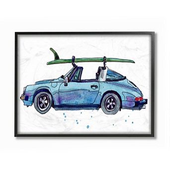 Stupell Home Decor Surf Style Blue Car Framed Wall Art - Size: 11X14