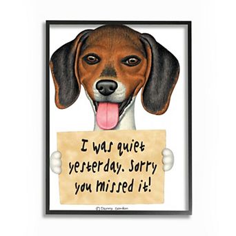 Stupell Home Decor Quiet Yesterday Beagle Dog Framed Wall Art - Size: 24X30