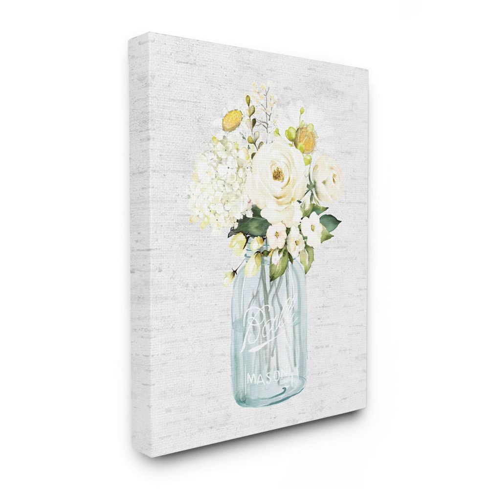 Stupell Home Decor Spring Floral Bouquet in Mason Jar Canvas Wall Art