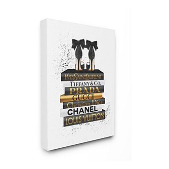 Stupell Home Decor Black Heels Bookstack Glam Canvas Wall Art- Size 30x40
