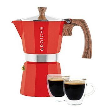 GROSCHE 9 cup Milano Stovetop Espresso Coffee Maker and TURIN Glass Espresso Cup Set