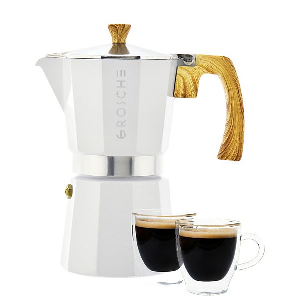 GROSCHE Milano Stovetop Espresso Coffee Maker and TURIN Glass Espresso