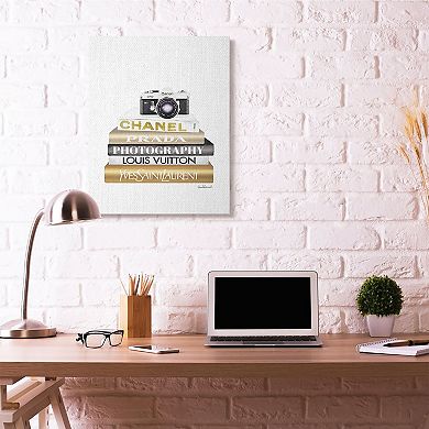 Stupell Home Decor Camera Bookstack Canvas Wall Art