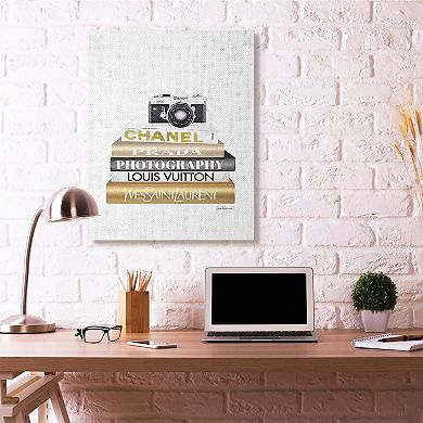Stupell Home Decor Camera Bookstack Canvas Wall Art