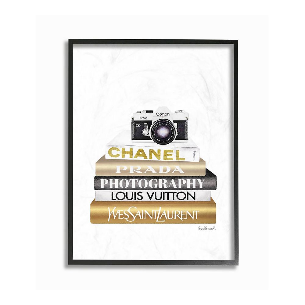 Stupell Home Decor Camera Bookstack Framed Wall Art- Size 24x30
