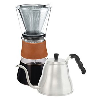 GROSCHE Amsterdam Pour Over Coffee Maker & Goose Neck Stovetop Kettle Bundle