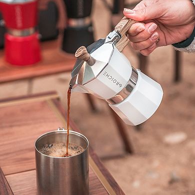 GROSCHE Milano Stovetop Espresso Coffee Maker and TURIN Glass Espresso Cup Set