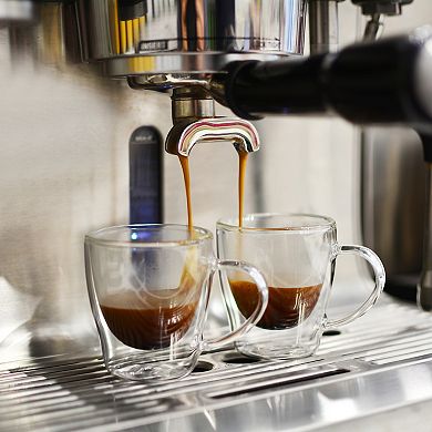 GROSCHE 3-Cup Milano Stovetop Espresso Coffee Maker and TURIN Glass Espresso Cup Set