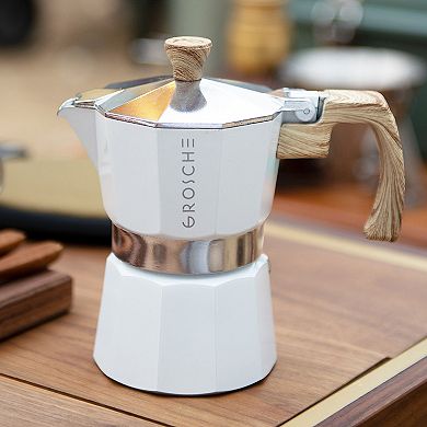 GROSCHE Milano Stovetop Espresso Coffee Maker and TURIN Glass Espresso Cup Set
