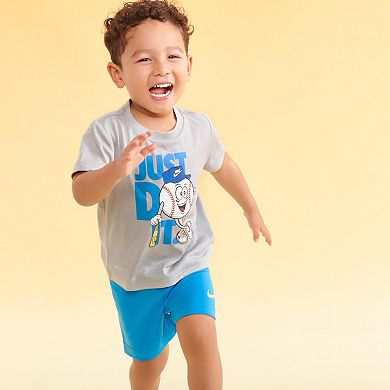 Toddler Boys Nike Dri-FIT "Just Do It." Baseball Sportball Graphic Tee and Shorts Set