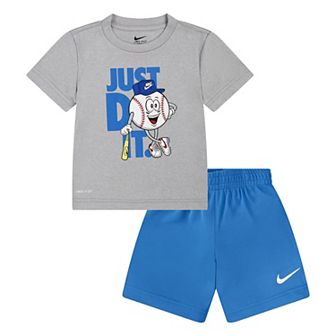 Toddler Boys Nike Dri-FIT "Just Do It." Baseball Sportball Graphic Tee and Shorts Set