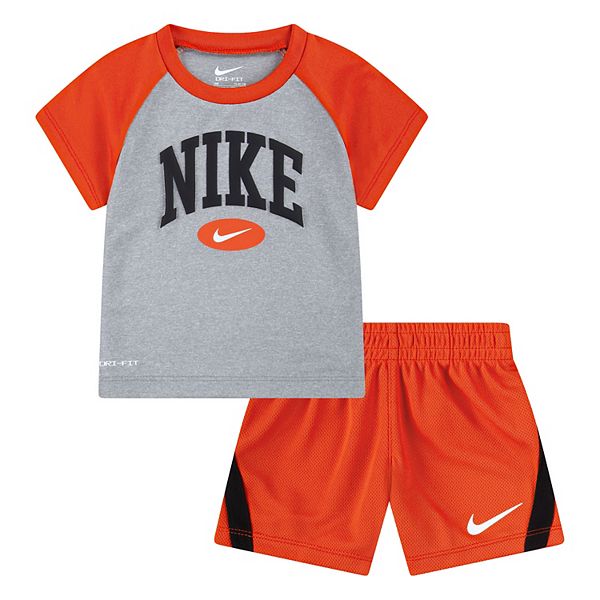 Toddler Boys Nike DriFIT Raglan Graphic Tee and Mesh Shorts Set