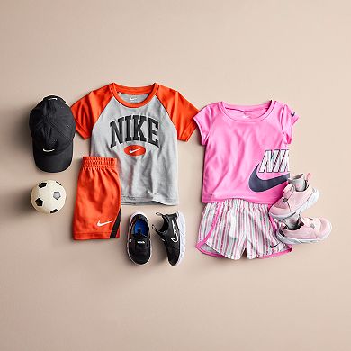 Toddler Boys Nike Dri-FIT Raglan Graphic Tee and Mesh Shorts Set