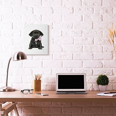 Stupell Home Decor Puppy Pink Bow Canvas Wall Art