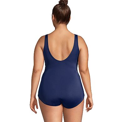 Plus Size Lands' End Tummy Control Scoopneck Sporty One-Piece Swimsuit