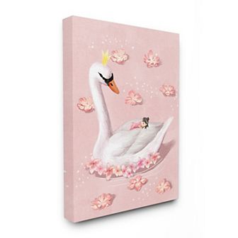 Stupell Home Decor Nursery Swan Princess Unframed Canvas Wall Art