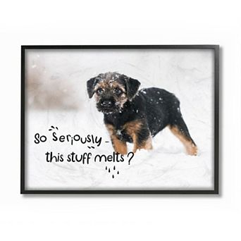 Stupell Home Decor Winter Time Snow Puppy Humor Wall Art