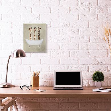Stupell Home Decor Three Giraffes In A Bathtub Canvas Wall Art