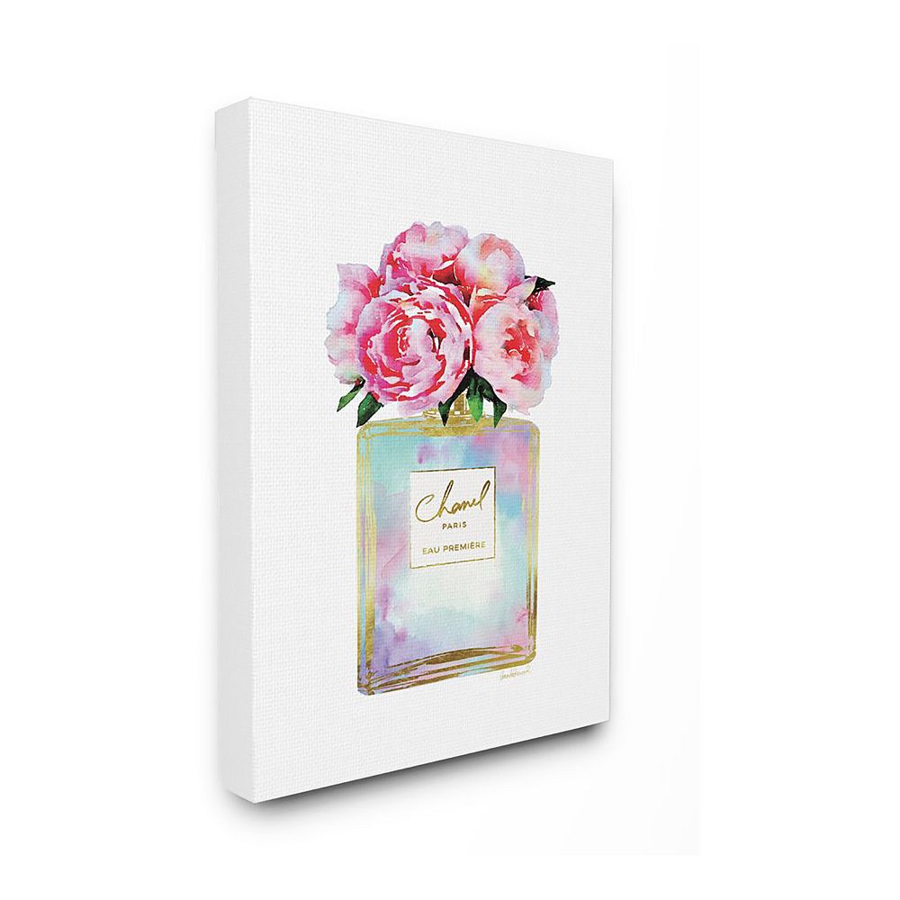 Stupell Home Decor Pink Flower Perfume Canvas Wall Art- Size 24x30