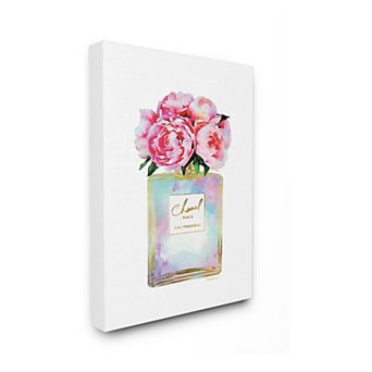 Stupell Home Decor Pink Flower Perfume Canvas Wall Art- Size 24x30
