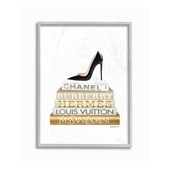 Stupell Home Decor Black Heels Bookstack Framed Wall Art- Size 11x14