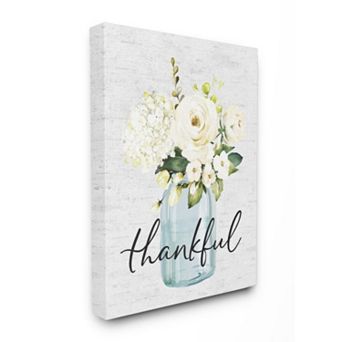 Stupell Home Decor Thankful Country Floral Canvas Wall Art