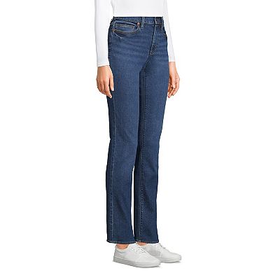Women's Lands' End Recover High Rise Straight Leg Blue Jeans