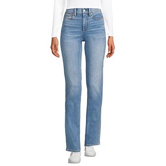 Women's Lands' End Recover High Rise Straight Leg Blue Jeans