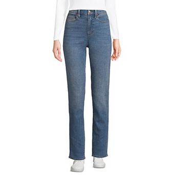 Women's Lands' End Recover High Rise Straight Leg Blue Jeans
