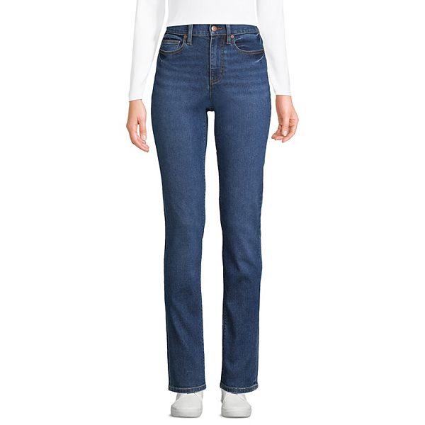 Women's Lands' End Recover High Rise Straight Leg Blue Jeans