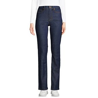 Women's Lands' End Recover High Rise Straight Leg Blue Jeans