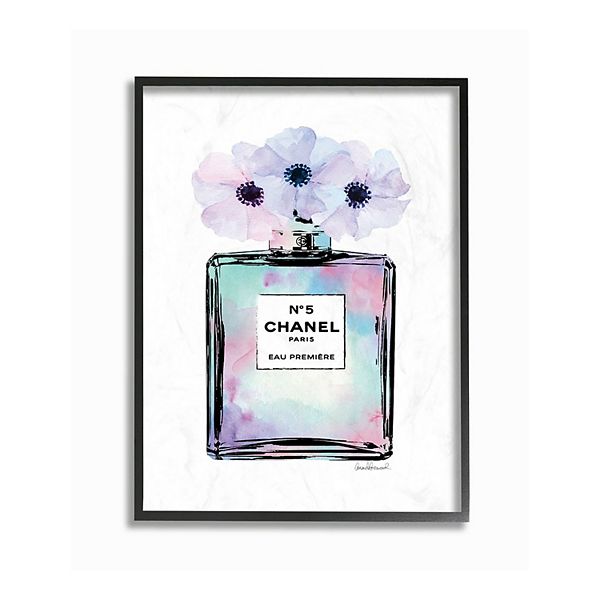 Stupell Industries Blue Flowers Perfume Bottle Watercolor Amanda Greenwood  20-in H x 16-in W Novelty Print on Canvas at