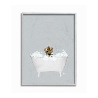 Stupell Home Decor Tiger Bath Cute Framed Wall Art - Size 16x20