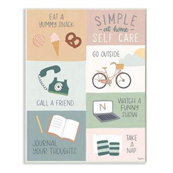 Stupell Home Decor Simple Home Self Care Advice Stay Positive Design Wall Art - Size: 13X19