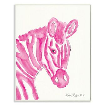 Stupell Home Decor Kids Watercolor Zebra Portrait Pink Stripe Zoo Animal Wall Art - Size: 13X19