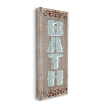 Stupell Home Decor Rustic Charm Bath Sign Canvas Wall Art - Size: 17X40