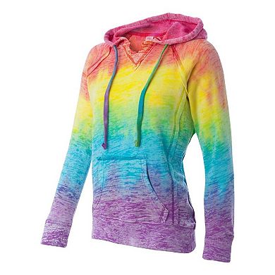MV Sport Womens Courtney Burnout V-Notch Hooded Sweatshirt