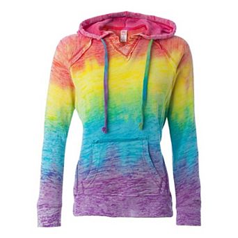 MV Sport Womens Courtney Burnout V-Notch Hooded Sweatshirt