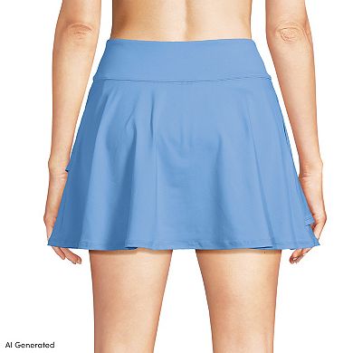 Women's Lands' End High Waisted Tulip Hem Swim Skort