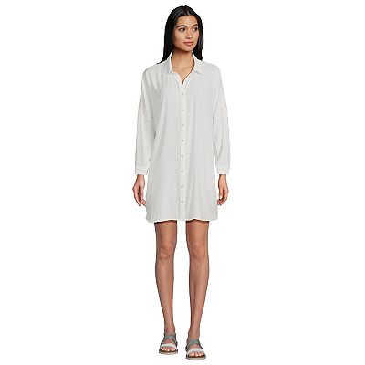 Women s Lands End Button Front Swim Cover Up Shirt