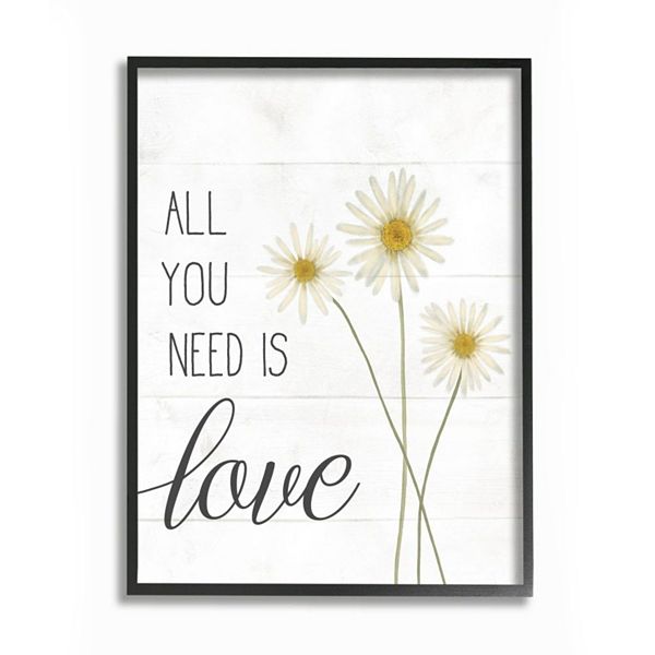 Stupell Home Decor All You Need Is Love Framed Wall Art Size 24X30