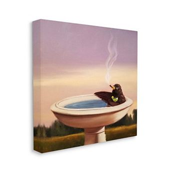 Stupell Home Decor Birdbath Best Life Humor Wall Art - Size 36x36