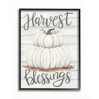 Stupell Home Decor Harvest Blessing Pumpkins Framed Wall Art - Size: 24X30