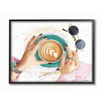 Stupell Home Decor Glam Latte Art Women's Fashion Accessories Coffee Wall Art
