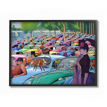 Stupell Home Decor Walk in the Car Park Traditional Painting Parody Frame Wall Art