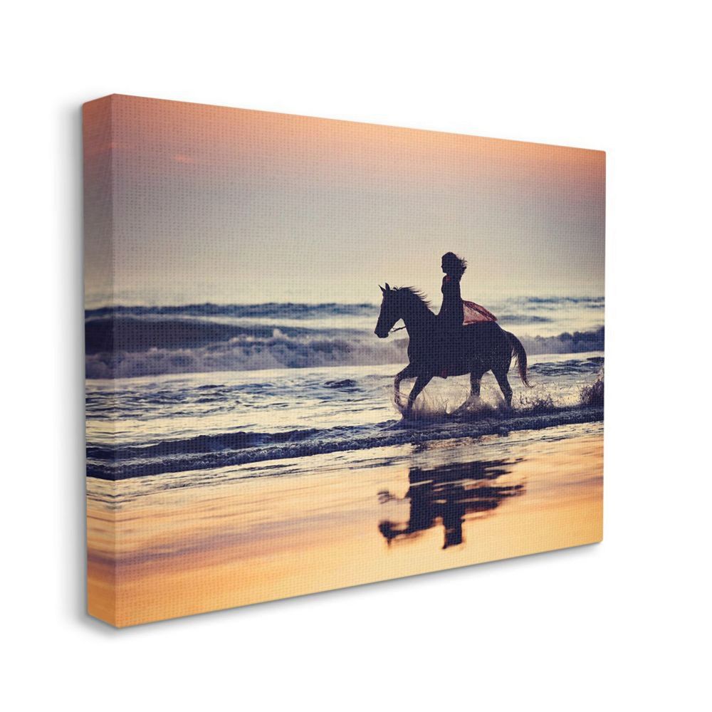 Stupell Home Decor Sunset Beach Horseback Rider Female Canvas Wall Art