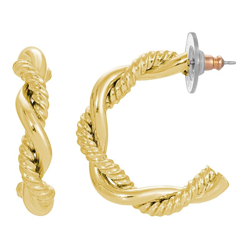 1928 Jewelry Twisted Hoop Earrings, Women's, Yellow