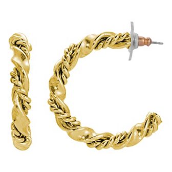 1928 Jewelry Double Twisted Hoop Earrings